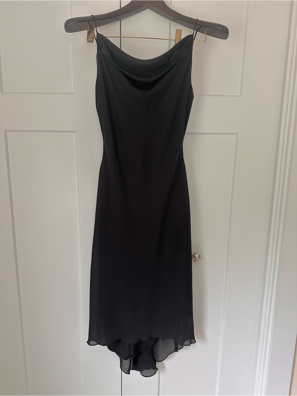 Women's‎ Black High-Low Slip Dress with Cowl Neck